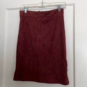 Suede Burgundy Pencil Skirt